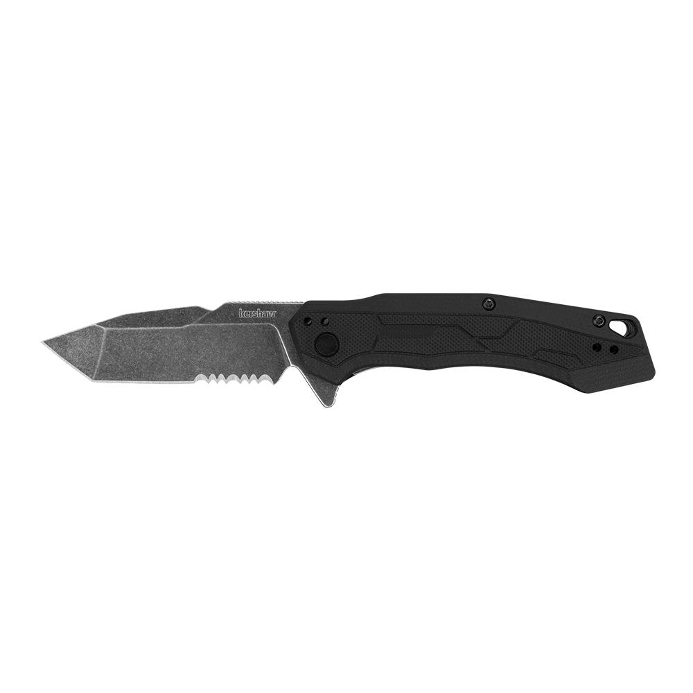 Kershaw Analyst Folding Knife 3-1/4" Partially Serrated Tanto Blade Black - Kershaw