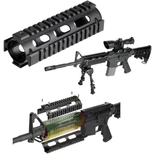 Leapers UTG PRO AR-15 Drop-In Quad Rail Extended Carbine Length Aluminum  Black MTU015 [FC-4712274528208] - Cheaper Than Dirt