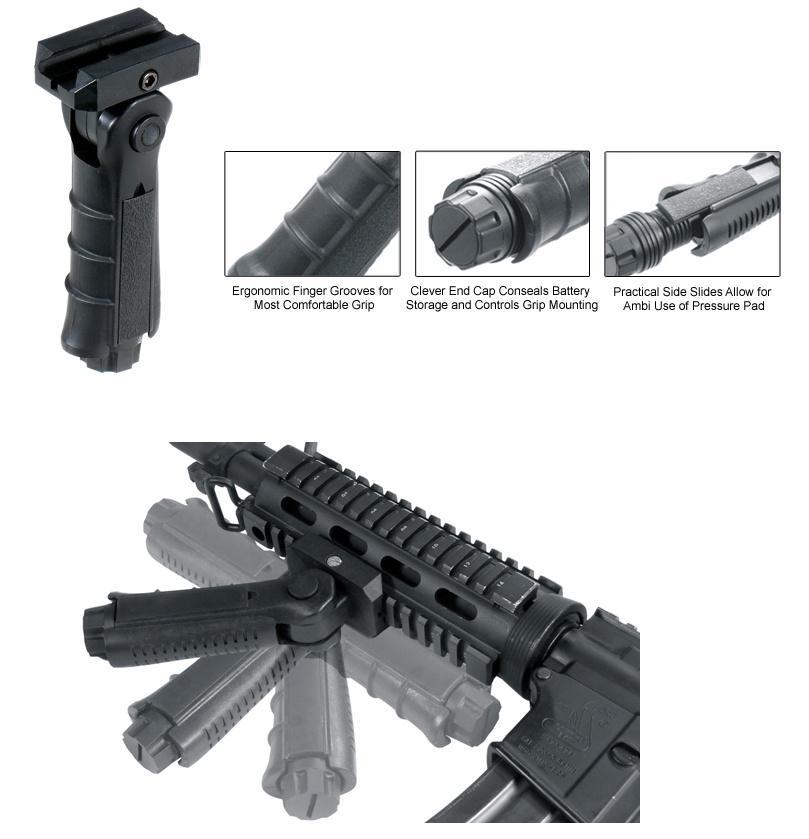 Leapers Ergonomic Ambidextrous 5-position Foldable Foregrip - Black  - Leapers