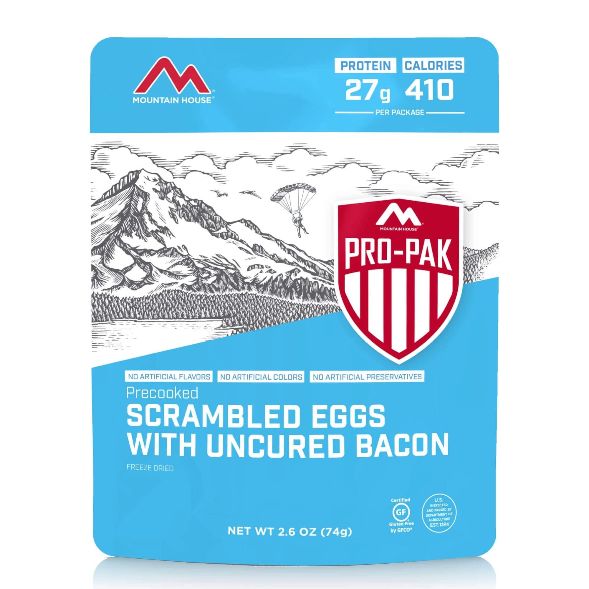 Mountain House Scrambled Eggs with Bacon Pro Pak Gluten Free 1 Serving - Mountain House