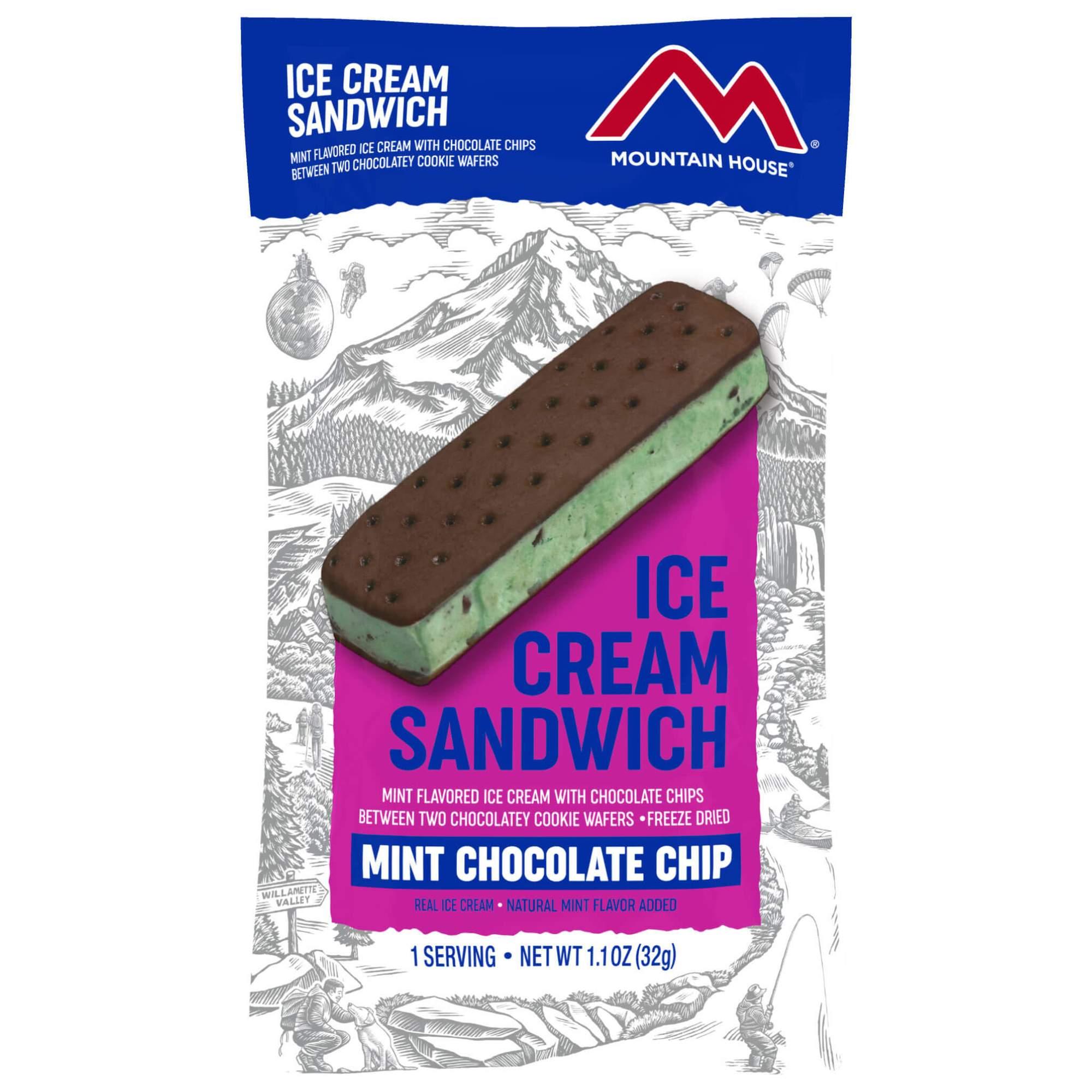 Mountain House Mint Chocolate Chip Ice Cream Sandwich 1.1 oz 1 Serving - Mountain House