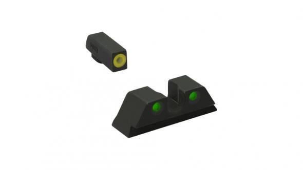 Meprolight ML41230 Hyper-Bright Yellow Ring Front/Green Rear Sights for Kimber 1911 Suppressed Models - Meprolight