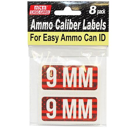 MTM Ammo Caliber Labels 9mm Red 8/ct - MTM