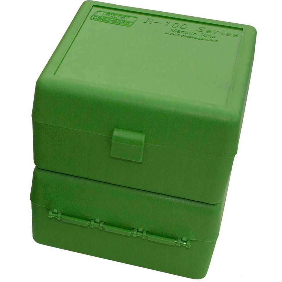 MTM Case Guard RS100 Series Small Rifle Ammo Box 100 Rounds Green - MTM