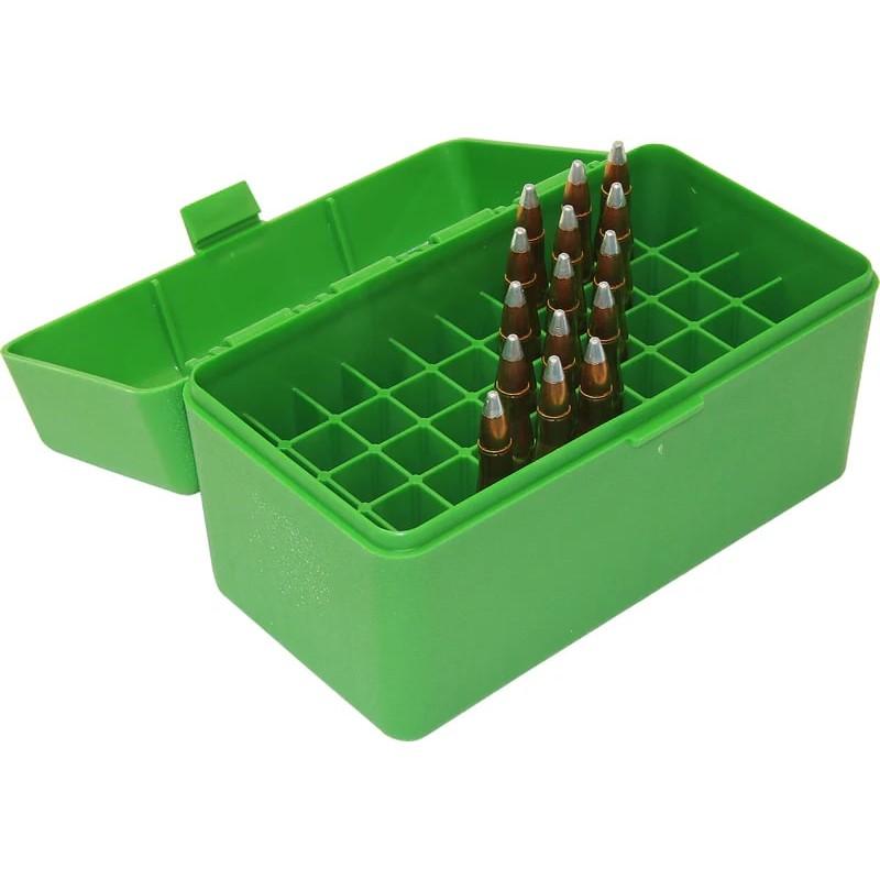 MTM Case-Gard R-50 Series Rifle Ammo Box .223/.270 WSSM/.460/.500 S&W 50 Rounds Green - MTM