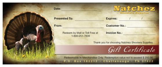 Natchez 100 Dollar Gift Certificate (Will Be Mailed) - Natchez