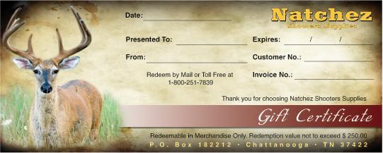 Natchez 25 Dollar Gift Certificate (Will Be Mailed) - Natchez