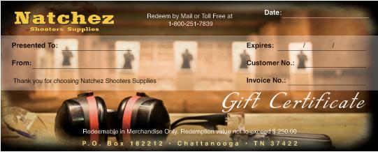Natchez 75 Dollar Gift Certificate (Will Be Mailed) - Natchez