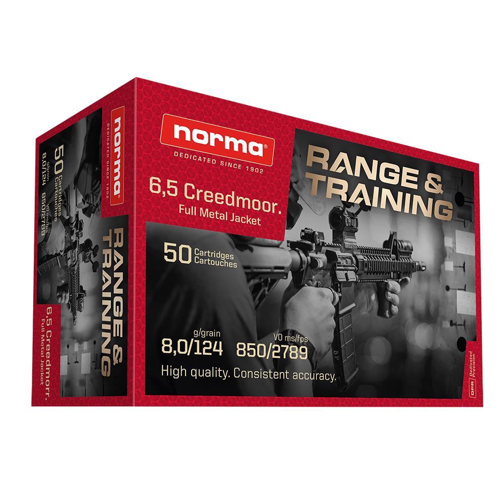 Norma Range & Training Rifle Ammunition 6.5 Creedmoor 124gr FMJ 2789 fps 50/ct - Norma