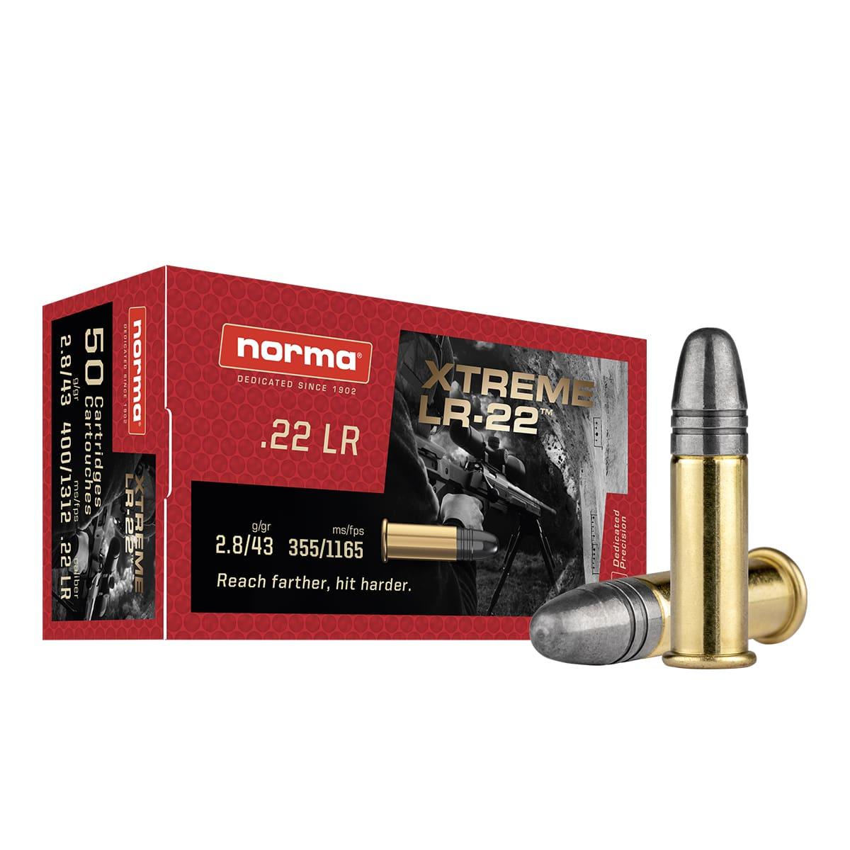 Norma XLR Rimfire Ammunition .22 LR 43gr LRN 1165 fps 50/ct - Norma