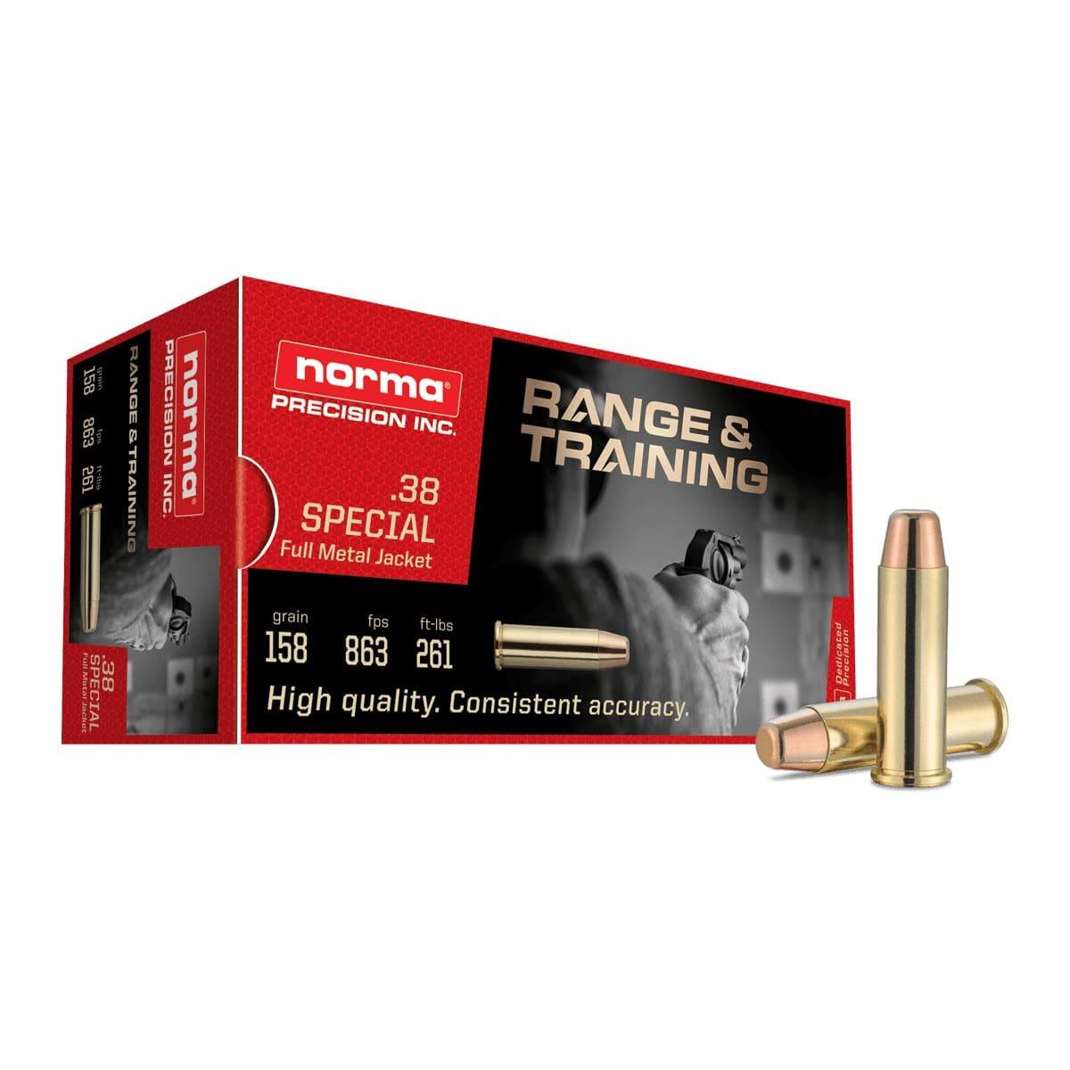 Norma Range & Training Rifle Ammunition .38 Spl 158gr FMJ 863 fps 50/ct - Norma