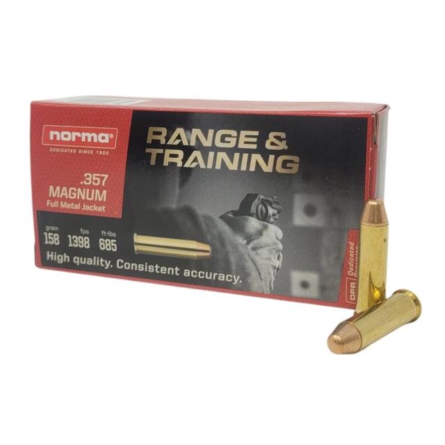 Range & Training .357 Magnum 158gr FMJ 50 Rounds Ammo - Norma