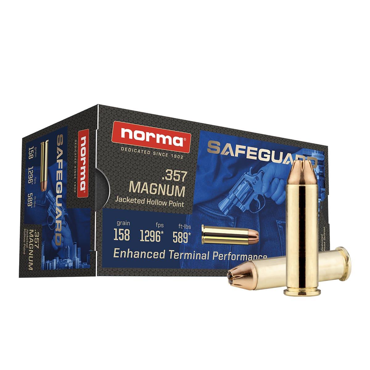 Norma Safeguard Handgun Ammunition .357 Magnum 158gr JHP 1296 fps 50/ct - Norma