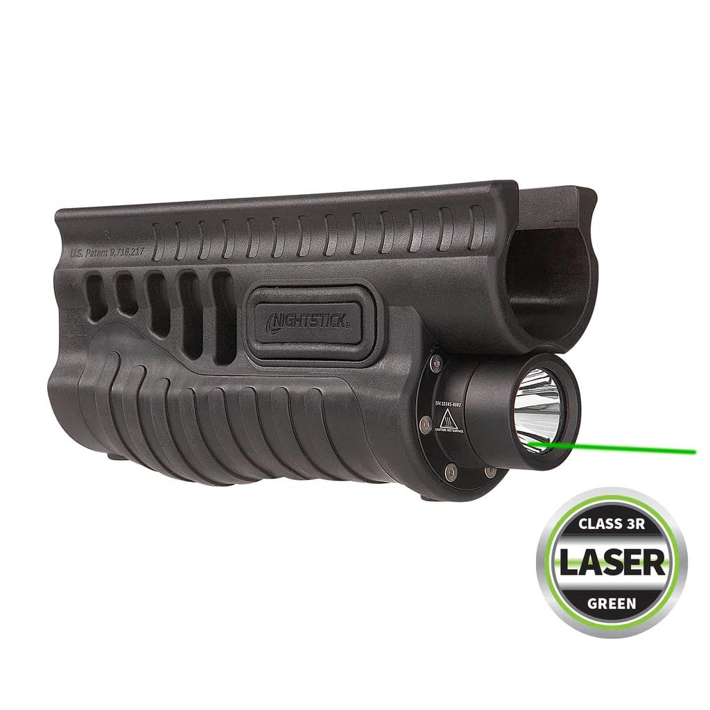 Nightstick Shotgun Forend Light with Green Laser Black for Remington 870/TAC-14 - NightStick