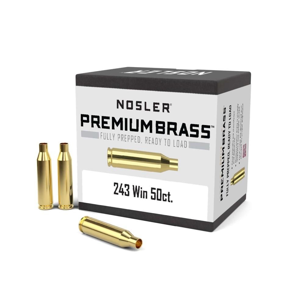 Nosler Unprimed Brass Rifle Cartridge Cases 50/ct .243 Win - Nosler