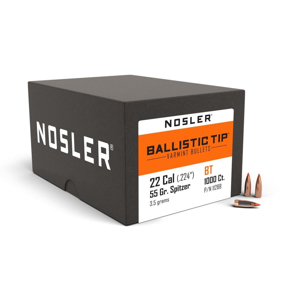 Nosler Ballistic Tip Varmint Bullets .22 cal .224" 55 gr SBT-SB 1000/ct - Nosler