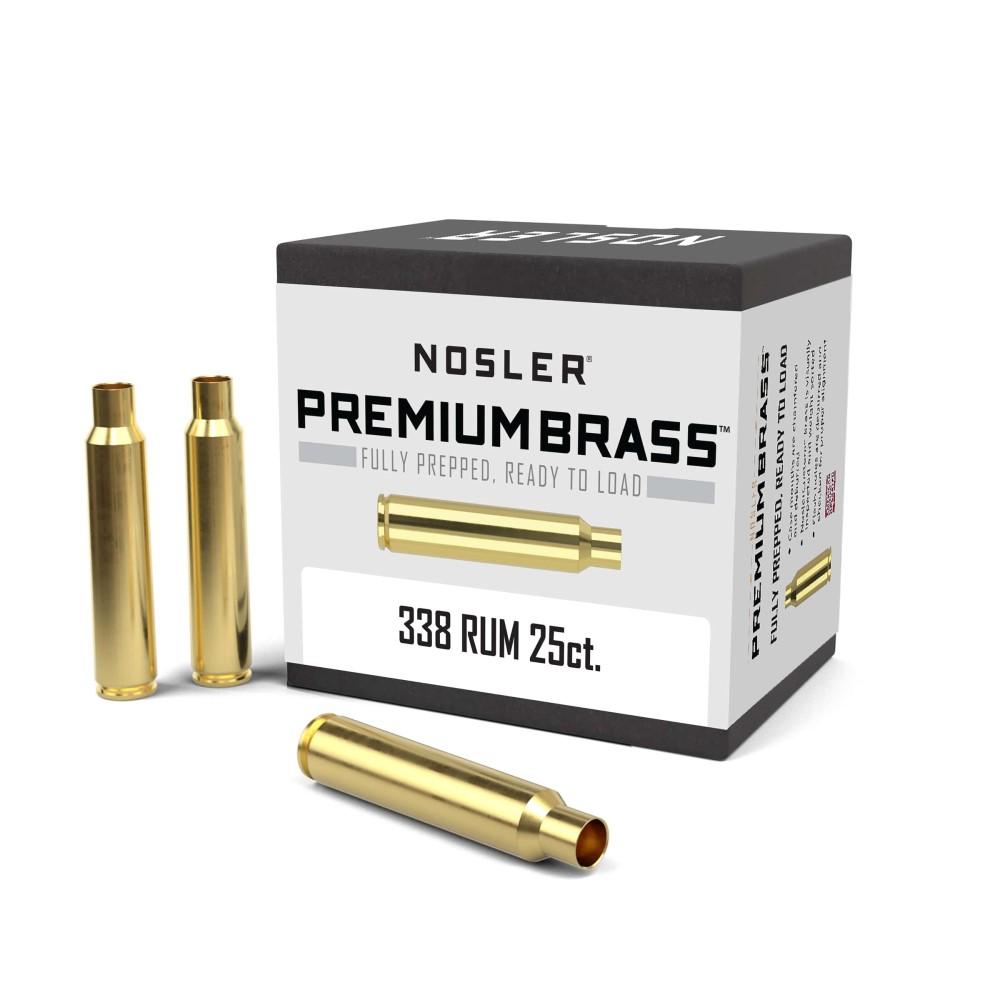 Nosler Unprimed Brass Rifle Cartridge Cases 25/ct .338 RUM - Nosler