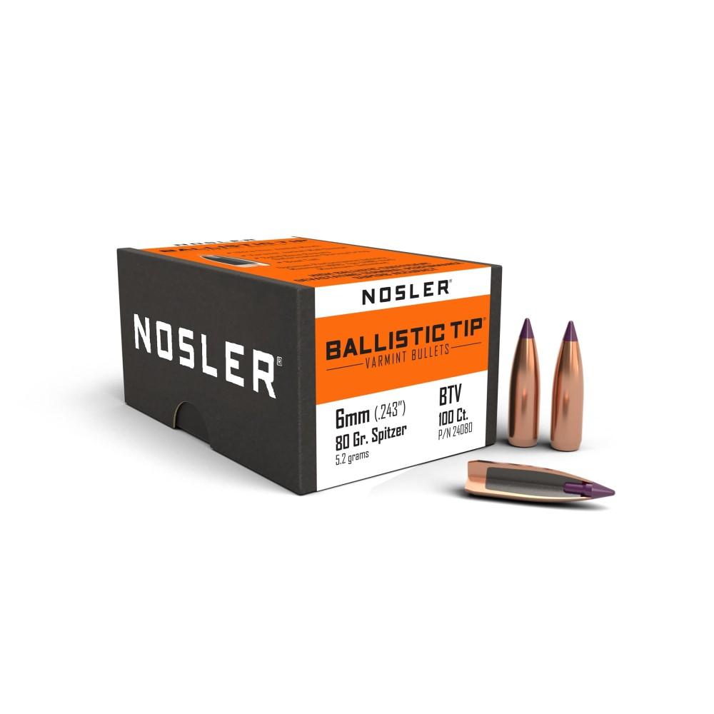 Nosler Ballistic Tip Varmint Bullets 6mm .243" 80 gr SBT-SB 100/ct - Nosler