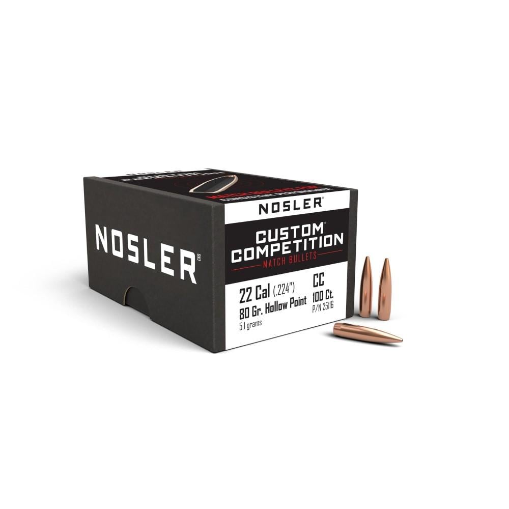 Nosler Custom Competition Bullets .22 cal .224" 80 gr HPBT 100/ct - Nosler