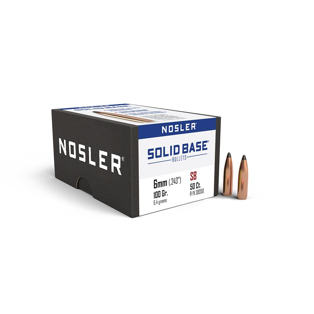 Nosler Solid Base Rifle Bullets 6mm .243" 100 gr 50/ct - Nosler