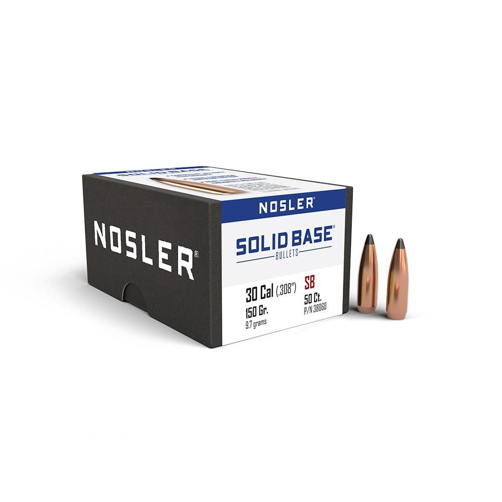 Nosler Solid Base Rifle Bullets .30 Cal .308" 150 gr 50/ct - Nosler