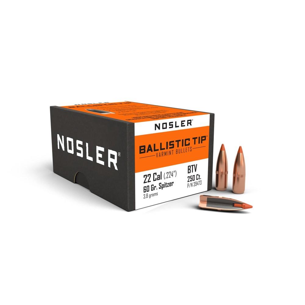 Nosler Ballistic Tip Varmint Bullets .22 cal .224" 60 gr SBT-SB 250/ct - Nosler