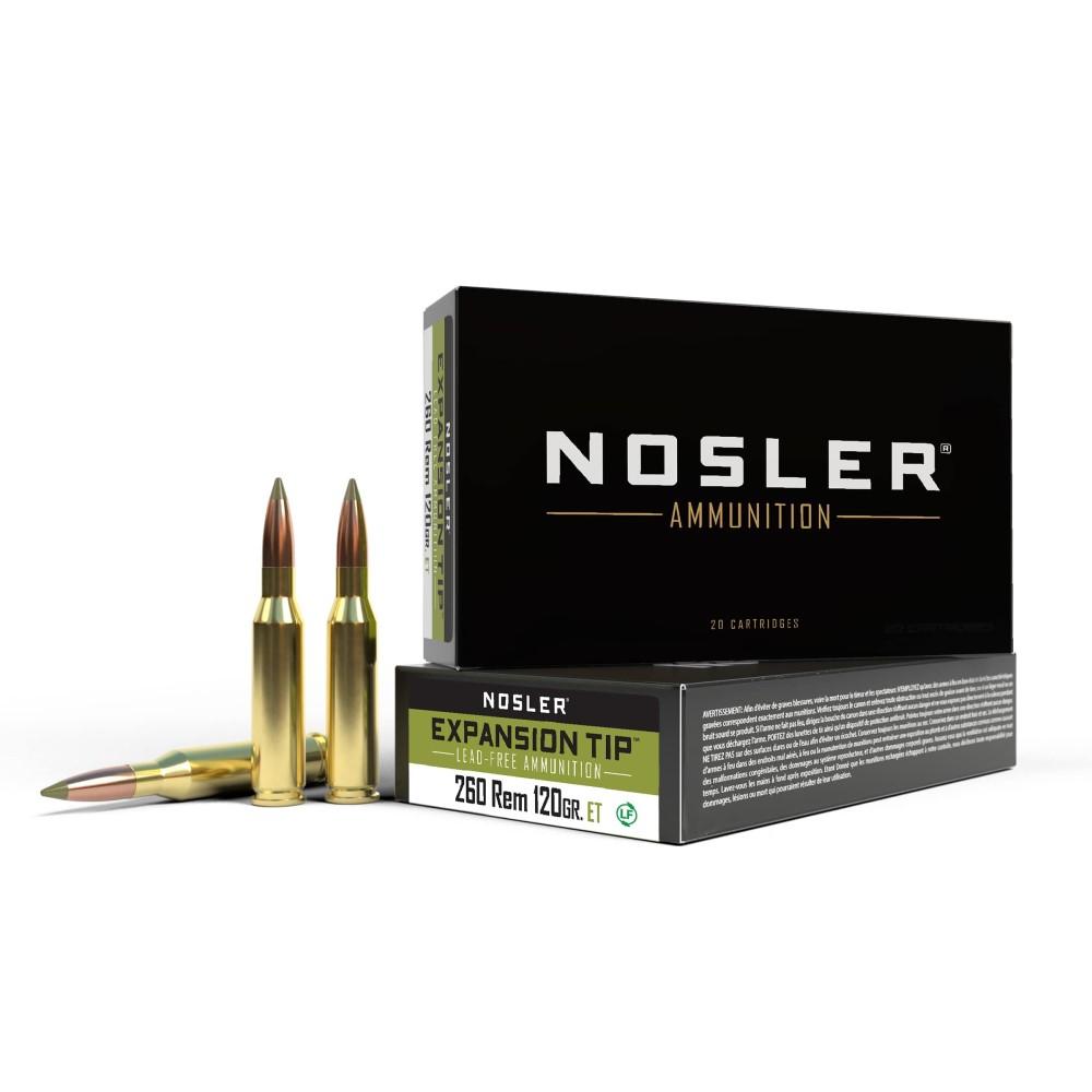 Nosler E-Tip Rifle Ammunition 260 Rem 120gr E-Tip 2750 fps 20/ct - Nosler