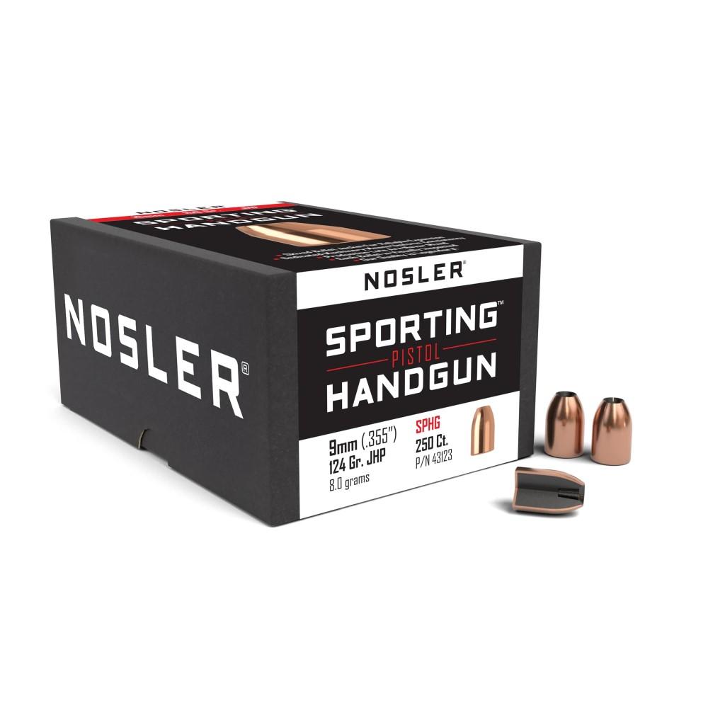 Nosler Sporting Handgun Pistol Bullets 9mm .355" 124 gr JHP 250/ct - Nosler