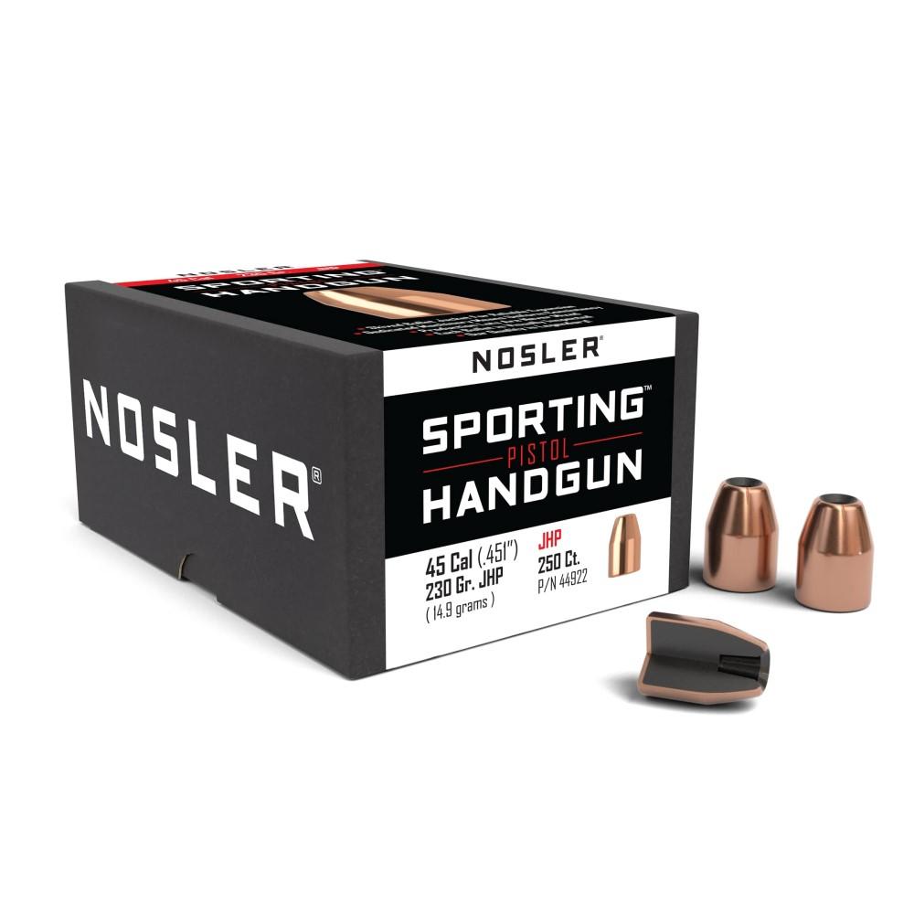 Nosler Sporting Handgun Pistol Bullets .45 cal .451" 230 gr JHP 250/ct - Nosler