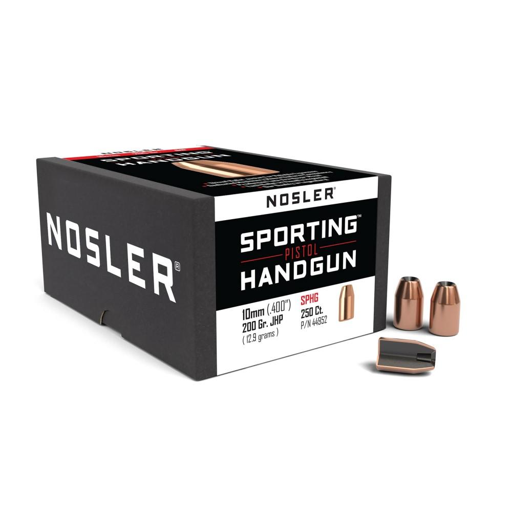 Nosler Sporting Handgun Pistol Bullets 10mm .400" 200 gr JHP 250/ct - Nosler