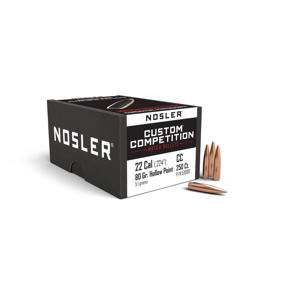 Nosler Custom Competition Bullets .22 cal .224" 80 gr HPBT 250/ct - Nosler