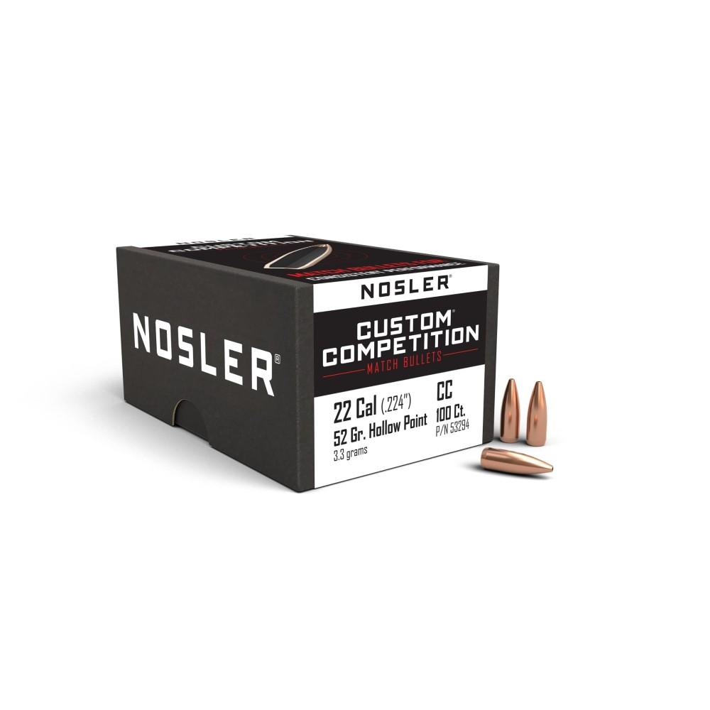 Nosler Custom Competition Bullets .22 cal .224" 52 gr HPBT 100/ct - Nosler