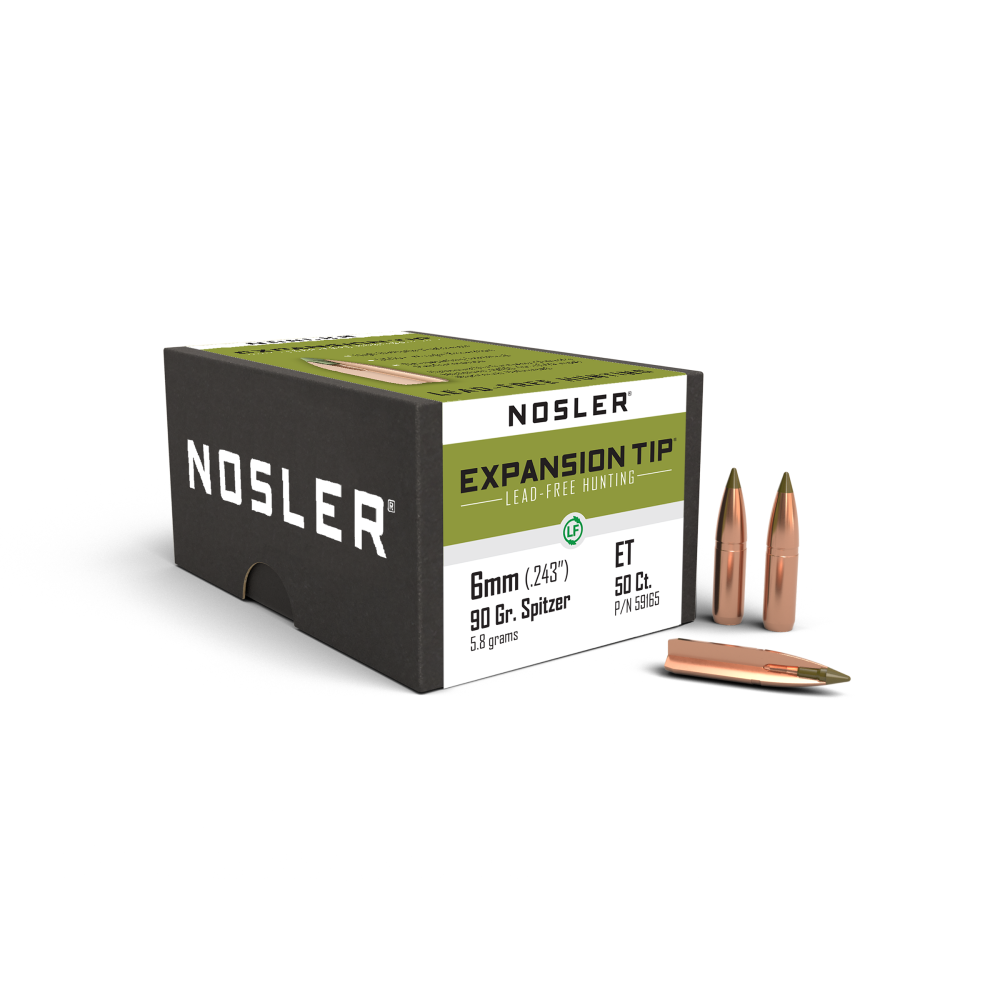 Nosler E-Tip Lead-Free Hunting Bullets .243/6mm .243" 90 gr SPTZ E-TIP 50/ct - Nosler