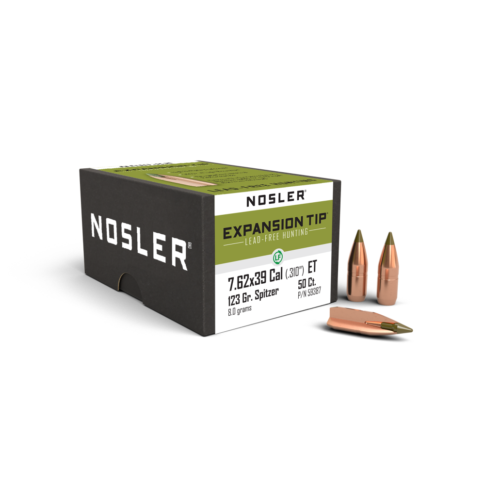 Nosler E-Tip Lead Free Rifle Bullets 7.62x39 .310" 123 gr SPTZ ETIP 50/ct - Nosler