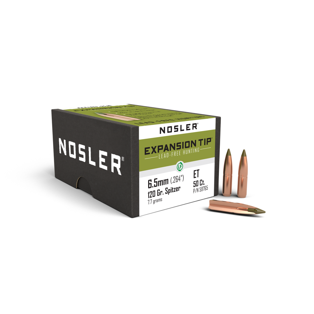 Nosler E-Tip Lead-Free Hunting Rifle Bullets 6.5mm .264" 120 gr SPTZ E-TIP 50/ct