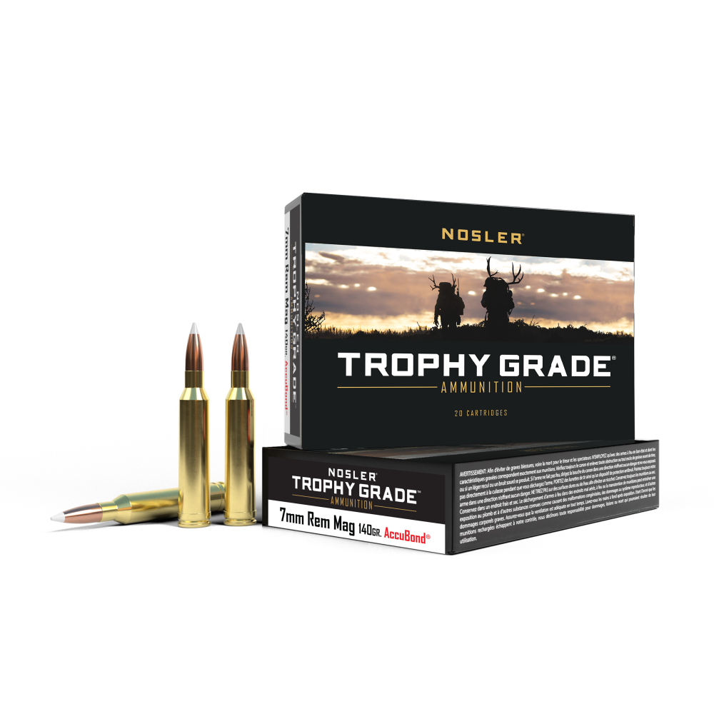 Nosler Trophy Grade Rifle Ammunition 7mm Rem Mag 140 gr AB 3125 fps 20/ct - Nosler