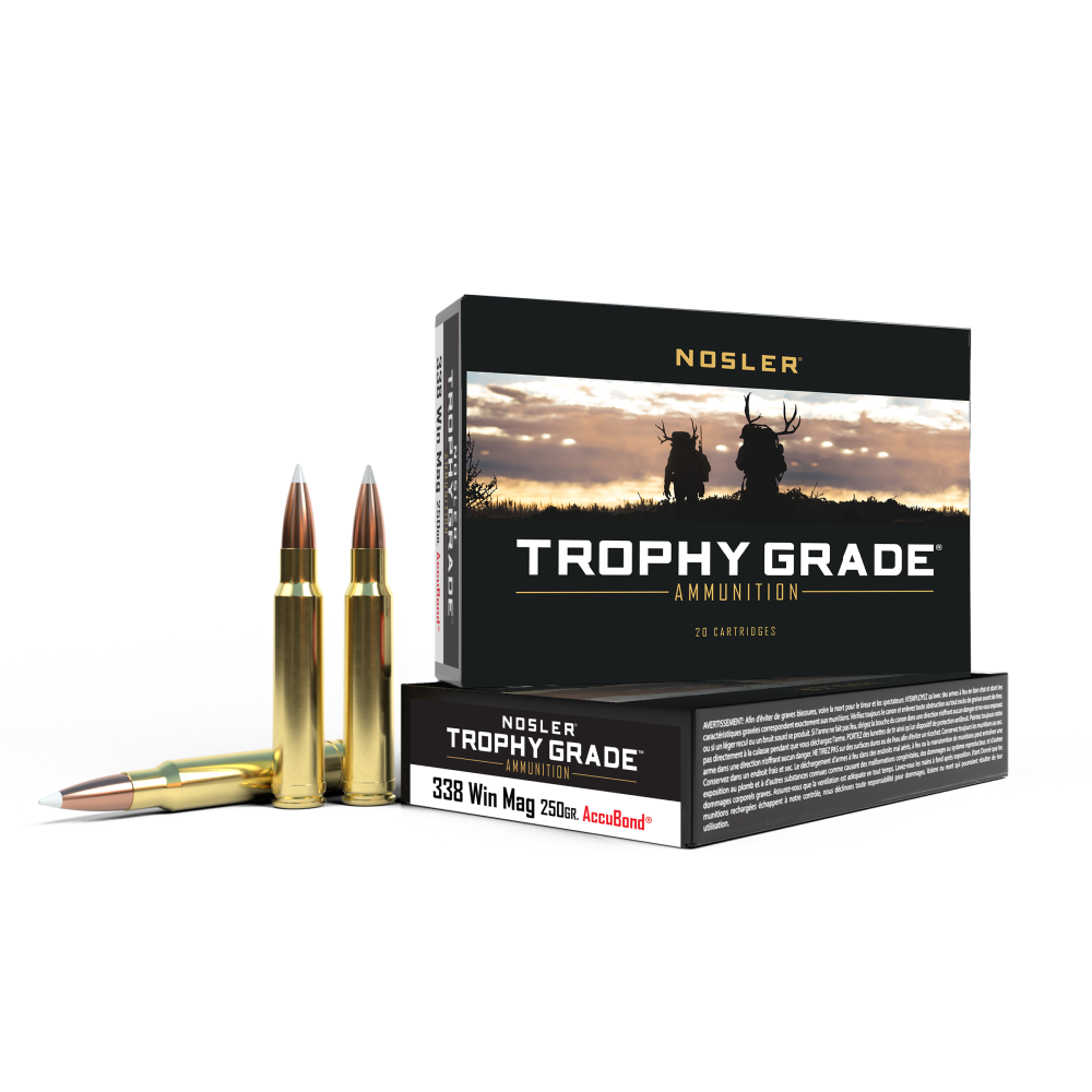 Nosler Trophy Grade Rifle Ammunition .338 Win Mag 250 gr AB 2650 fps - 20/box - Nosler