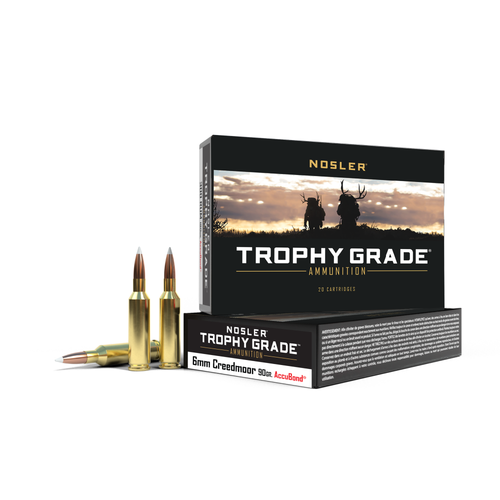 Nosler Trophy Grade Rifle Ammunition 6mm Creedmoor 90gr AB 3200 fps - Nosler