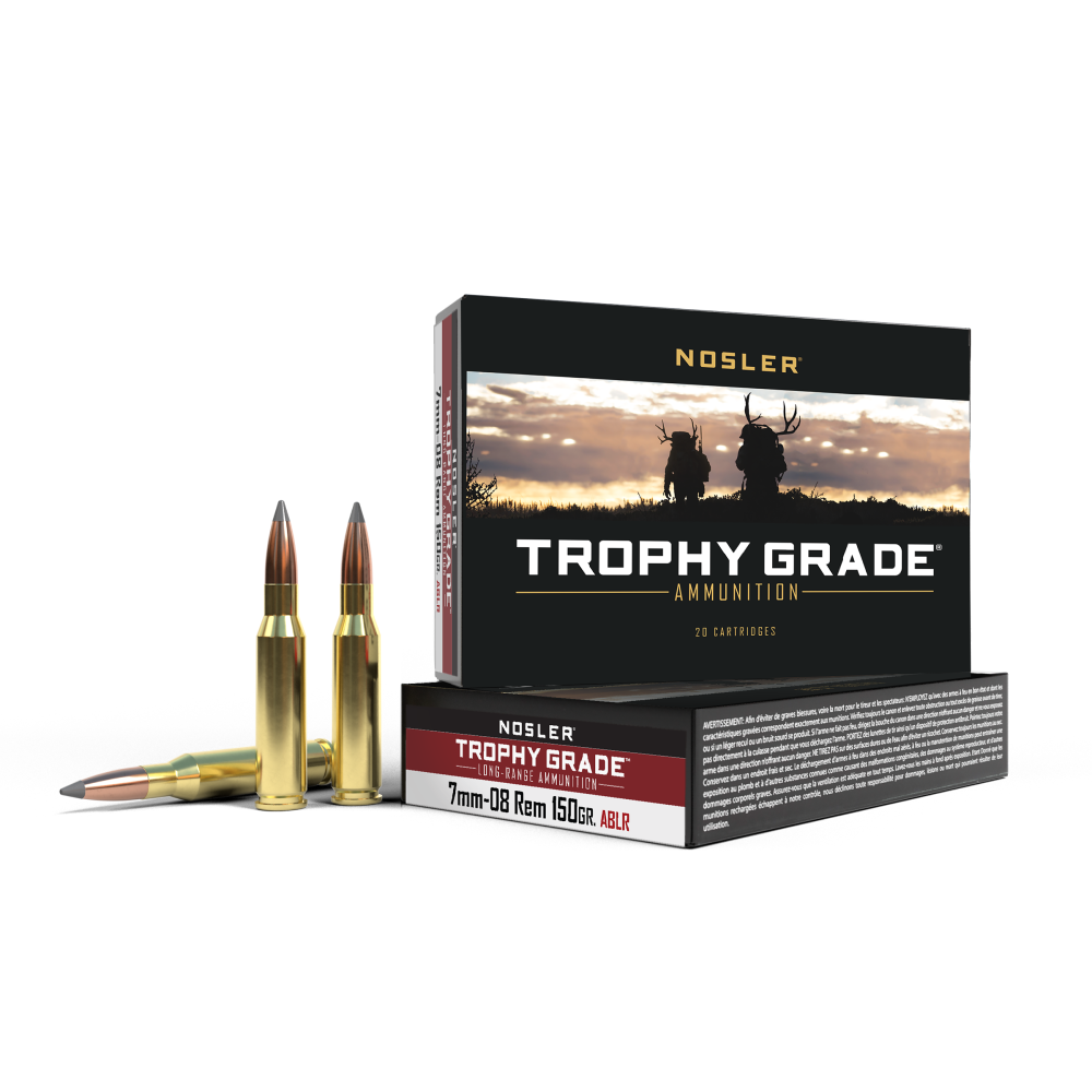 Nosler Trophy Grade Rifle Ammunition 7mm-08 Rem 150 gr ABLR 2750 fps 20/ct - Nosler