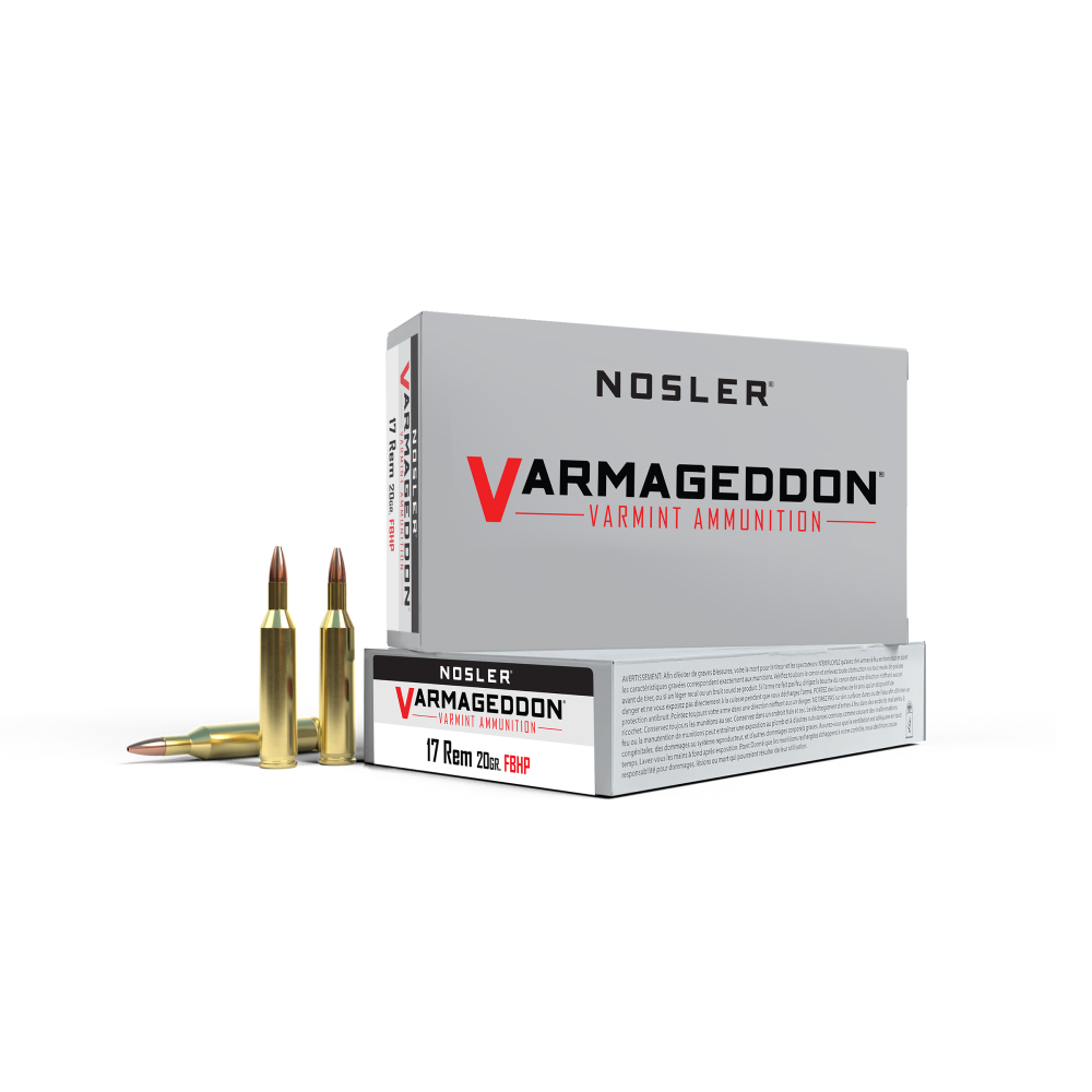 Nosler Varmegeddon Rifle Ammunition .17 Rem 20 gr FBHP 3550 fps - 20/box - Nosler