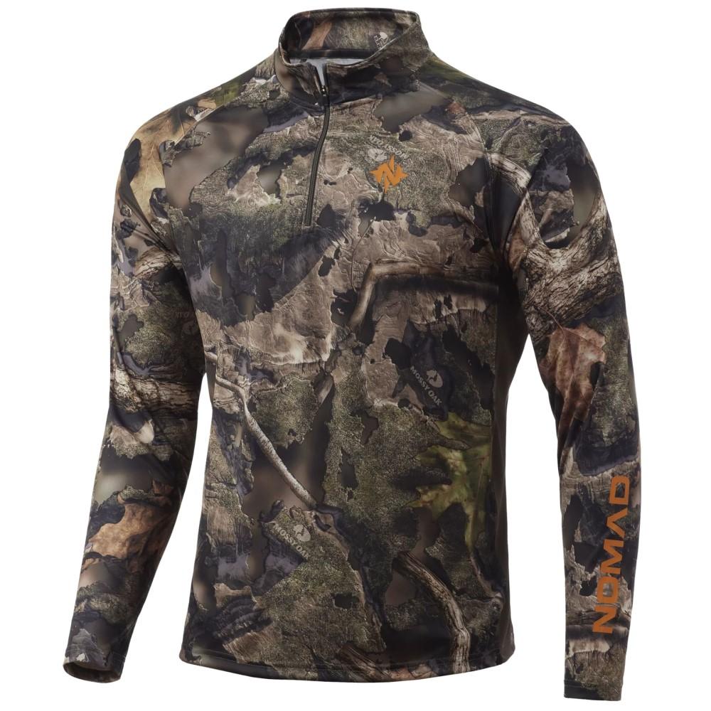 Nomad Pursuit Camo 1/4 Zip Long Sleeve Shirt Mossy Oak DropTine M - Nomad