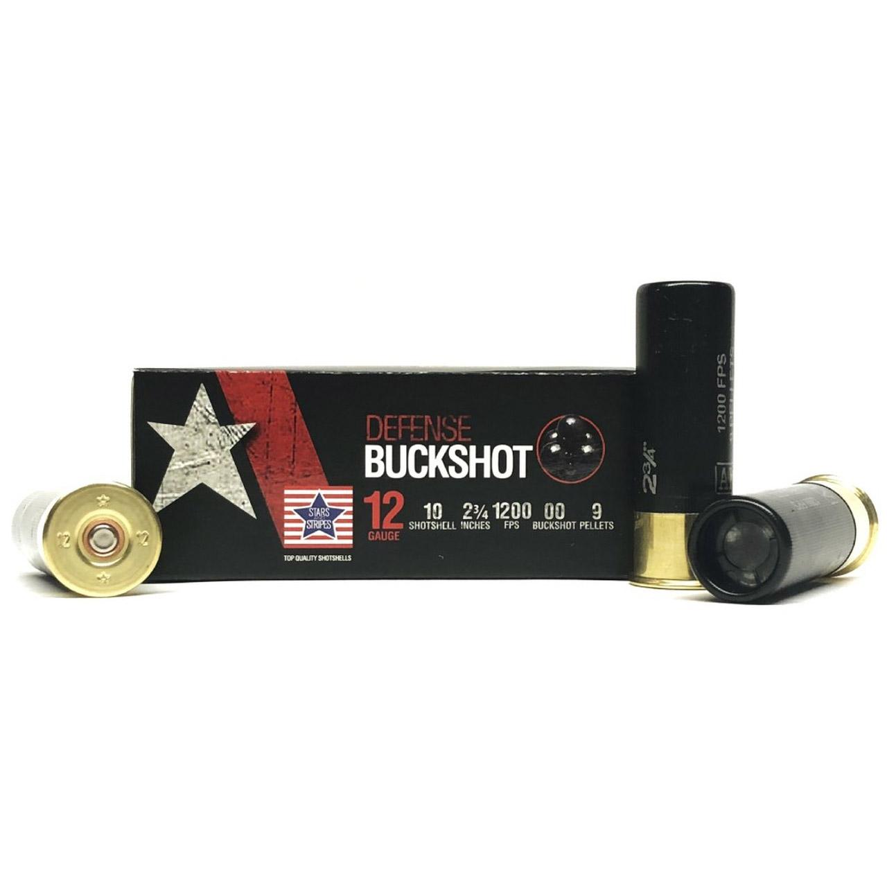 PPU Stars & Stripes Defense Buckshot Shotshells 12ga 2-3/4" 9-pellet 1200 fps 00 10/ct - PPU