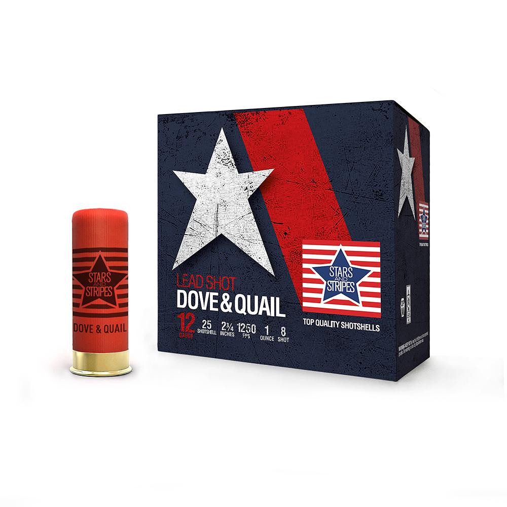 PPU Stars & Stripes Dove & Quail Shotshells  12ga 2-3/4'' 1 oz 1250 fps #8 25/ct - PPU