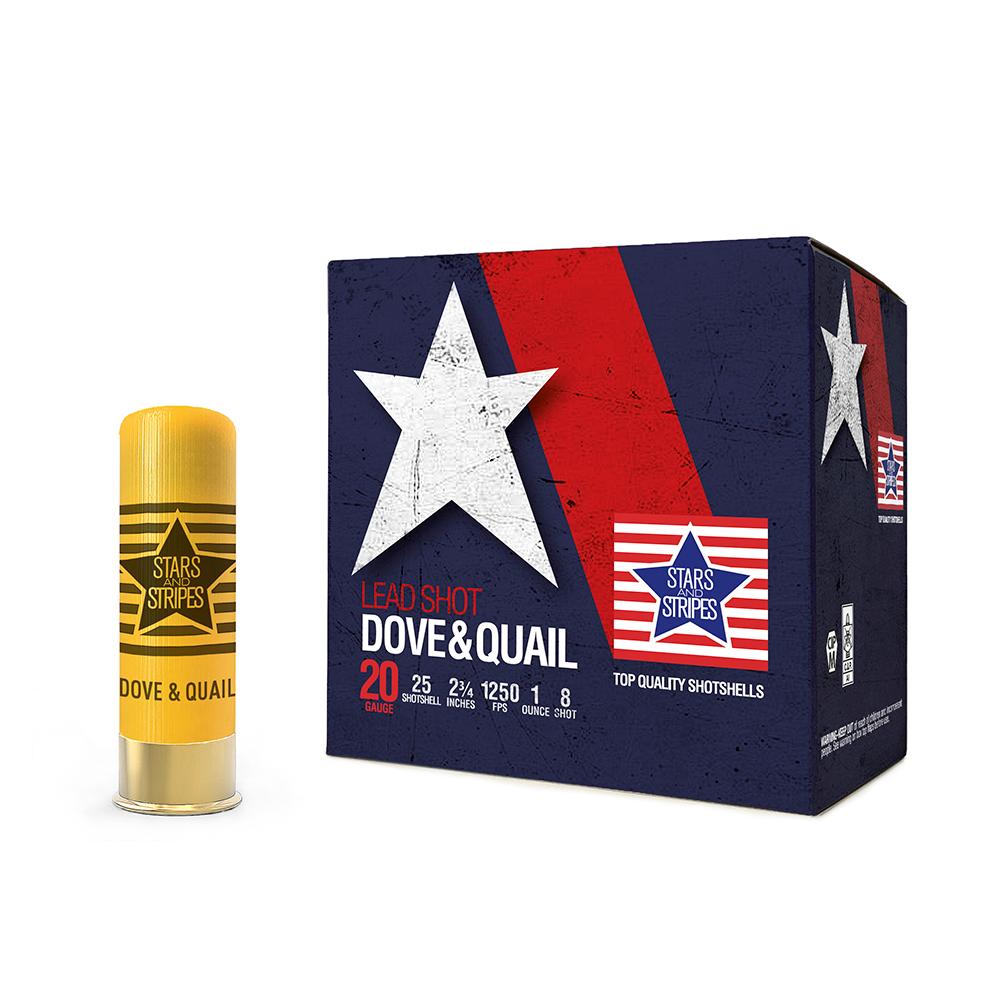 PPU Stars & Stripes Dove & Quail Shotshells  20ga 2-3/4'' 1 oz 1250 fps #8 25/ct - PPU