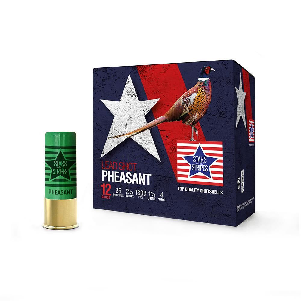 PPU Stars & Stripes Pheasant Load Shotshells 12ga 2-3/4'' 1-1/4oz 1300 fps #4 25/ct - PPU