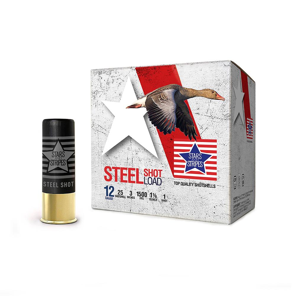 PPU Stars & Stripes Steel Shotshell 12ga 3''  1-1/8 oz 1500 fps #1 25/ct - PPU