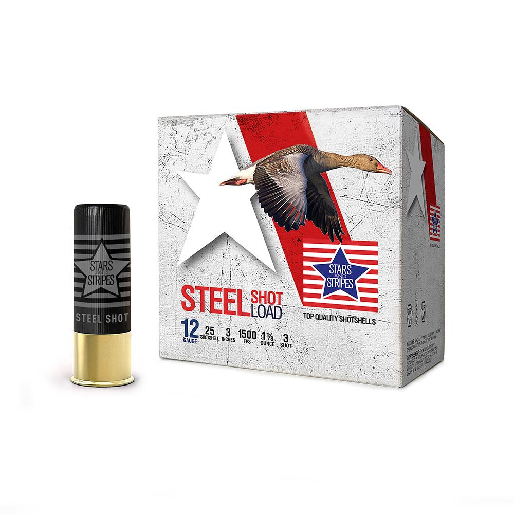 PPU Stars & Stripes Steel Shotshell 12ga 3''  1-1/8 oz 1500 fps #3 25/ct - PPU