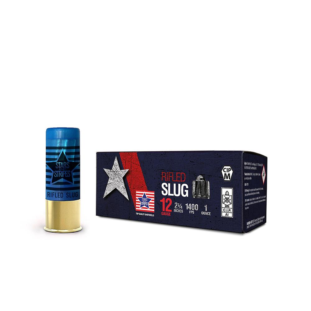 PPU Stars & Stripes Rifled Slug Shotshells 12ga 2-3/4'' 1oz 1400fps Slug 10/ct - PPU