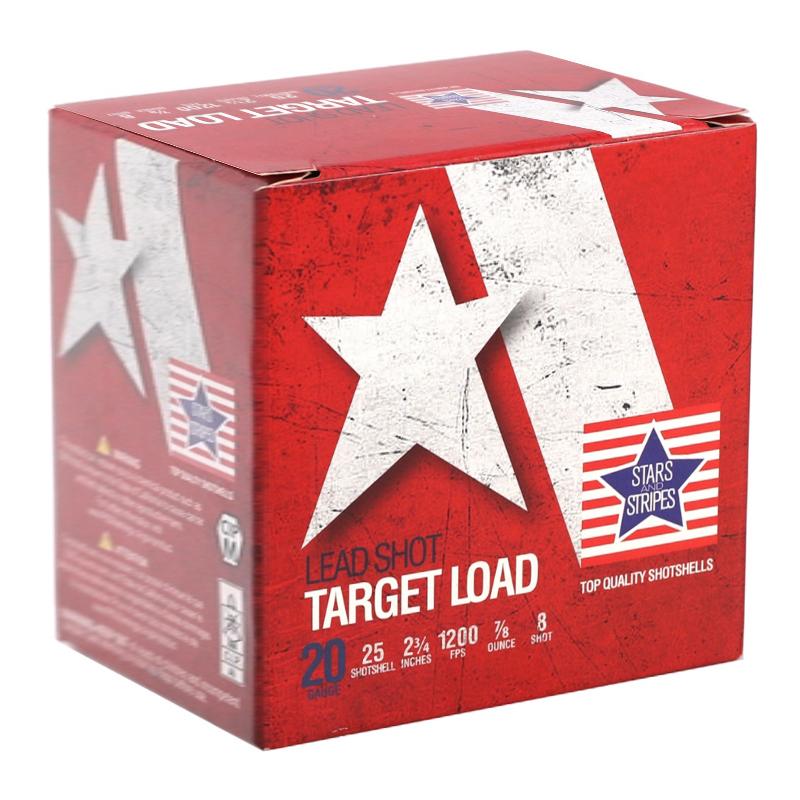 Star and Stripes Target Load Shotshells 20ga 2-3/4" 7/8oz #8 1200 fps 25/ct - PPU