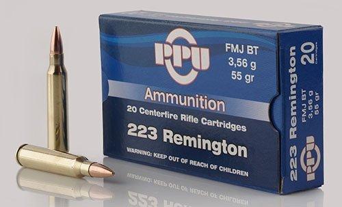 PPU Rifle Ammunition .223 Rem 55 gr FMJ-BT 3240 fps 20/ct - PPU